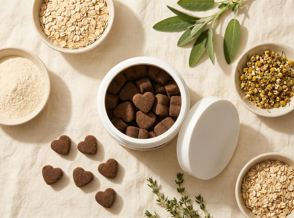 Les friandises NATURINU entourées de leurs ingrédients
